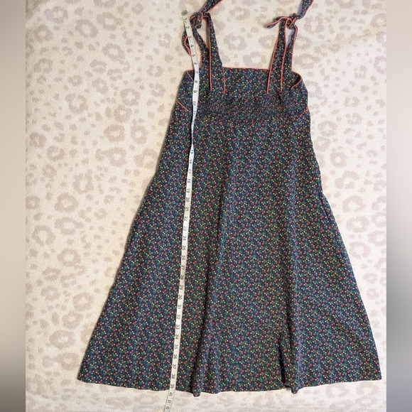 1970s A Line Cotton Floral Patterned Pockets Dress Tie Straps Small Fall Florals - Picture 3 of 9
